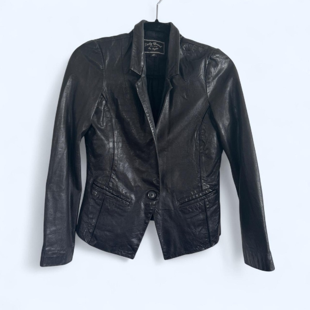 Grunge dark academia lambskin jacket vintage black Lucky Brand blazer xsmall
